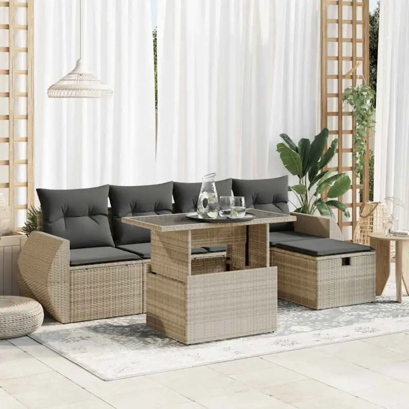 Tuinset met beige materiaal en gepoedercoat staal voor comfortabel buiten genieten - Lichtgrijs / met opbergruimte