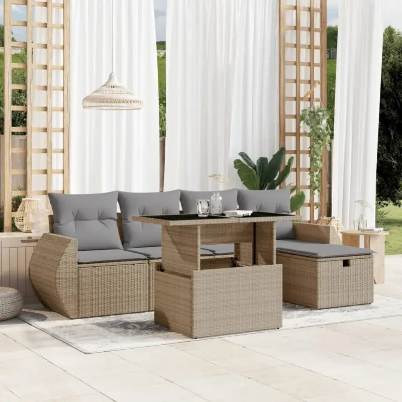 Tuinset met beige materiaal en gepoedercoat staal voor comfortabel buiten genieten - Beige en grijs / zonder