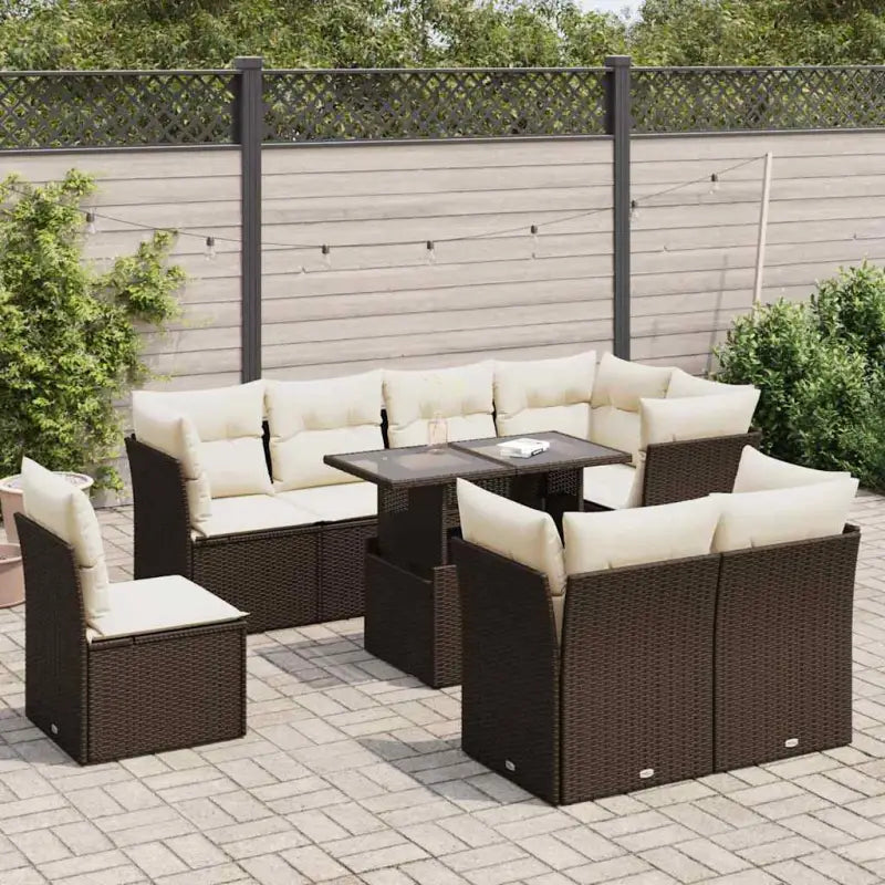 Tuinset met beige materiaal en gepoedercoat staal voor comfortabele buitenruimte - Bruin en crème / met opbergruimte