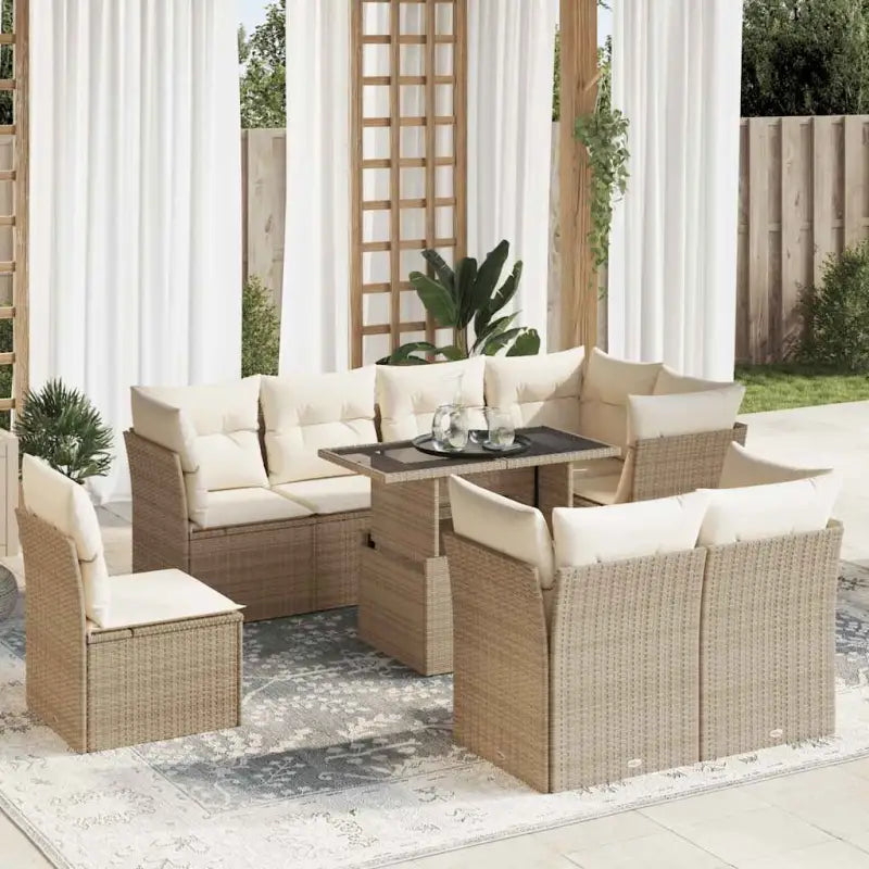 Tuinset met beige materiaal en gepoedercoat staal voor comfortabele buitenruimte - beige en crèmekleurig
