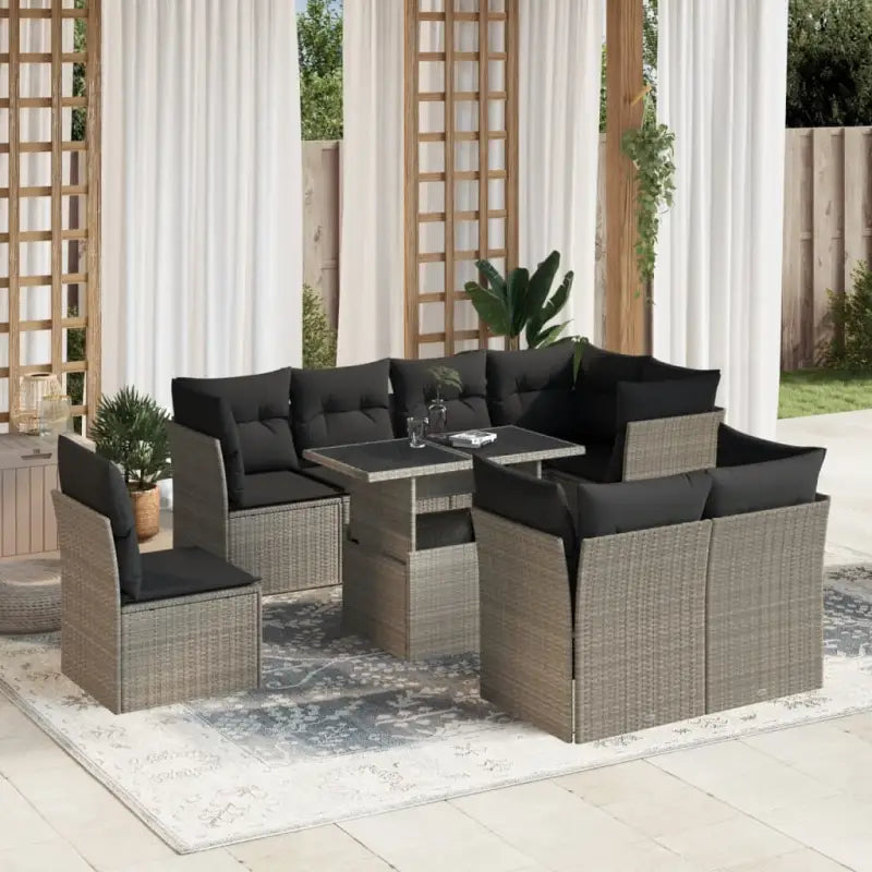 Tuinset met beige materiaal en gepoedercoat staal voor comfortabele buitenruimte - Lichtgrijs / zonder opbergruimte