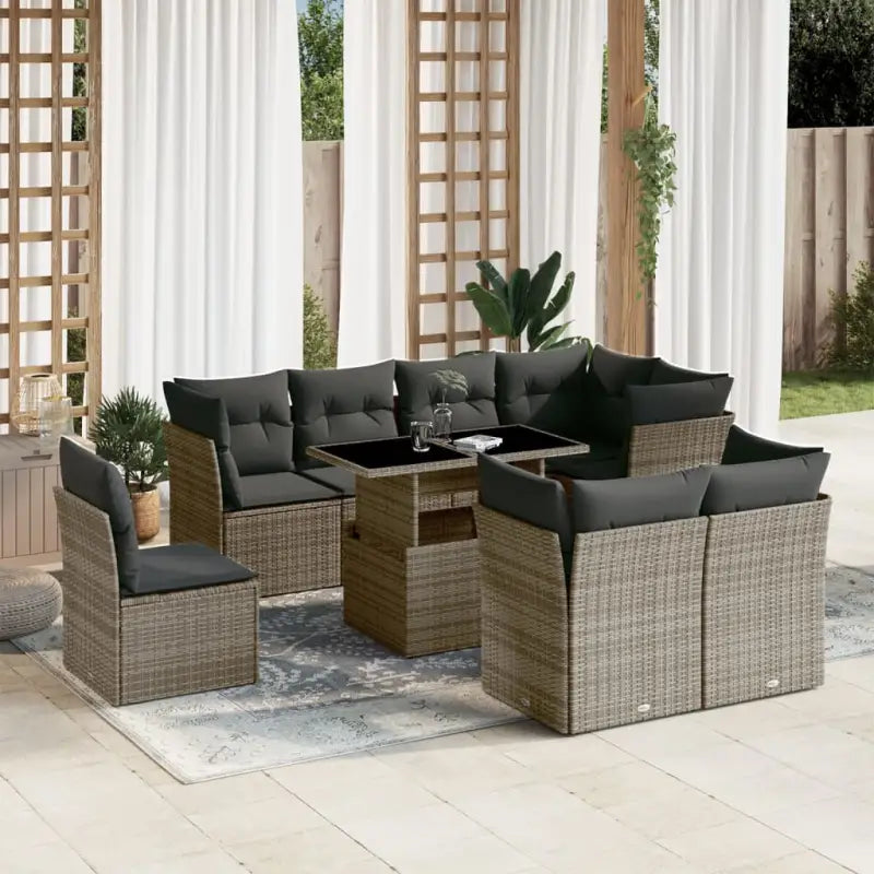 Tuinset met beige materiaal en gepoedercoat staal voor comfortabele buitenruimte - Grijs / zonder opbergruimte