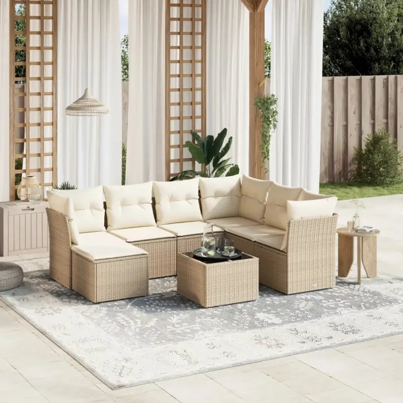 Tuinset met beige materiaal en gepoedercoat staal voor jouw terras - beige en crèmekleurig / Met tafel - Tuinsets