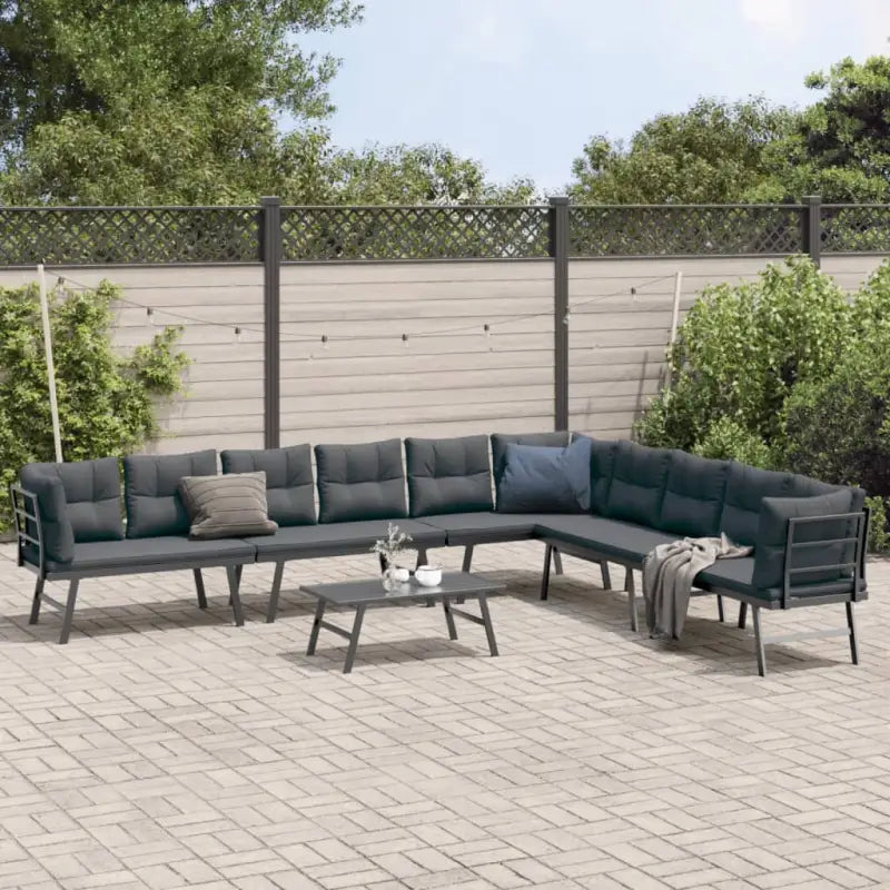 Tuinset met comfortabele zitervaring van zwart gepoedercoat staal - Met tafel - Tuinsets