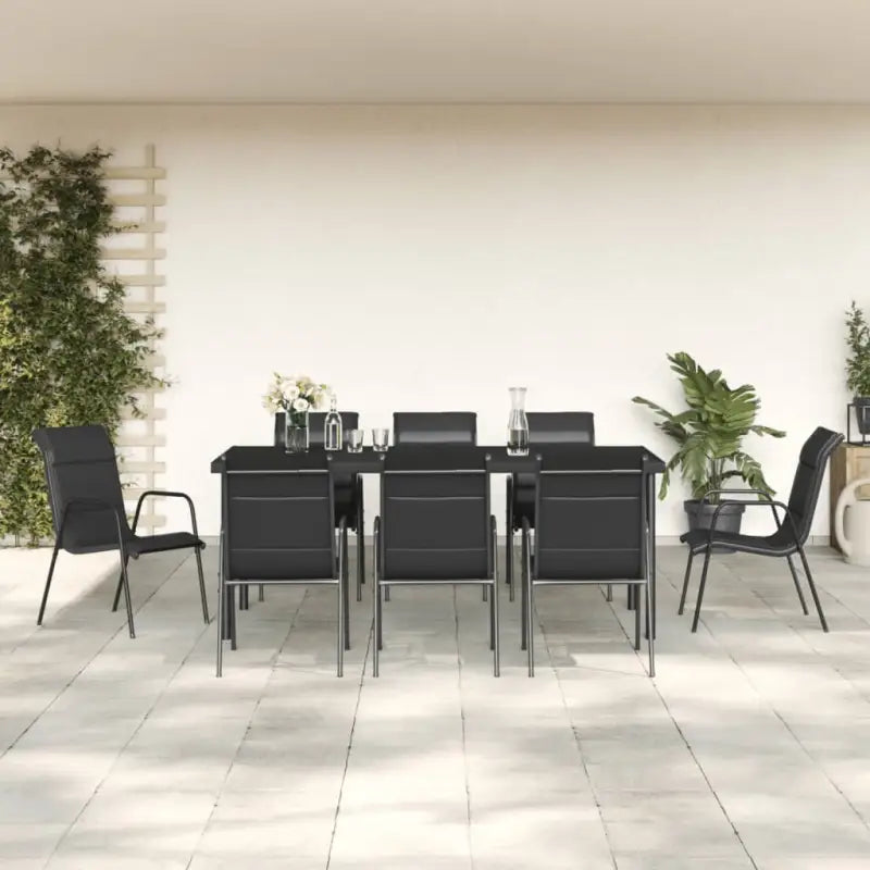 Tuinset met gehard glas en antraciet materiaal voor stijl en kracht - 190 cm tafellengte - Tuinsets