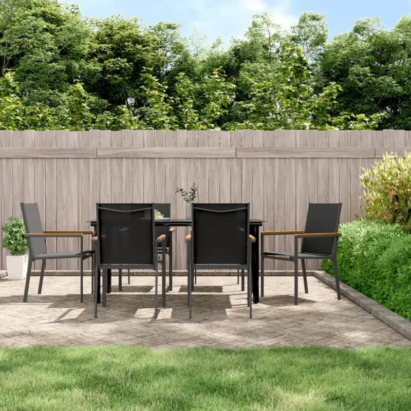 Tuinset met gehoard glas en zwart gepoedercoat staal voor zomerdagen - Tuinsets