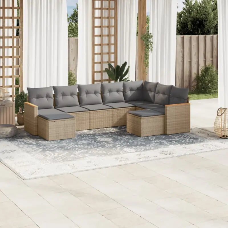 Tuinset met gemengd beige materiaal en gepoedercoat staal afmetingen - Gemengd beige / Zonder tafel - Tuinsets