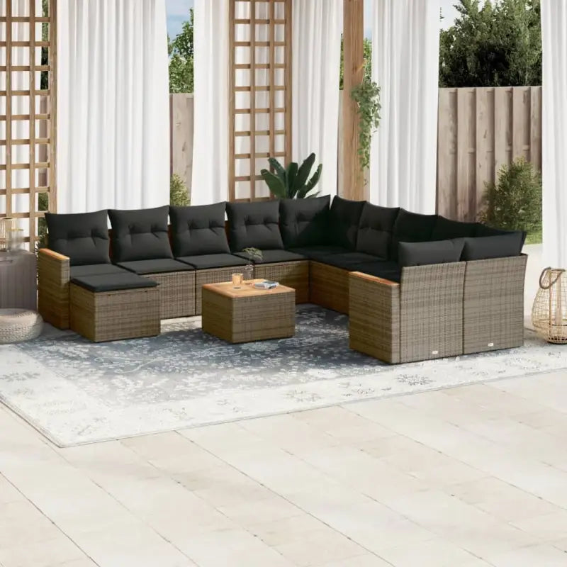 Tuinset met gemengd beige materiaal voor comfortabel buiten genieten - Grijs / Met tafel - Tuinsets