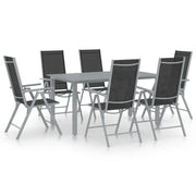 Tuinset met gepoedercoat aluminium frame voor terras en tuin - Zilver / 150 cm tafellengte - Tuinsets