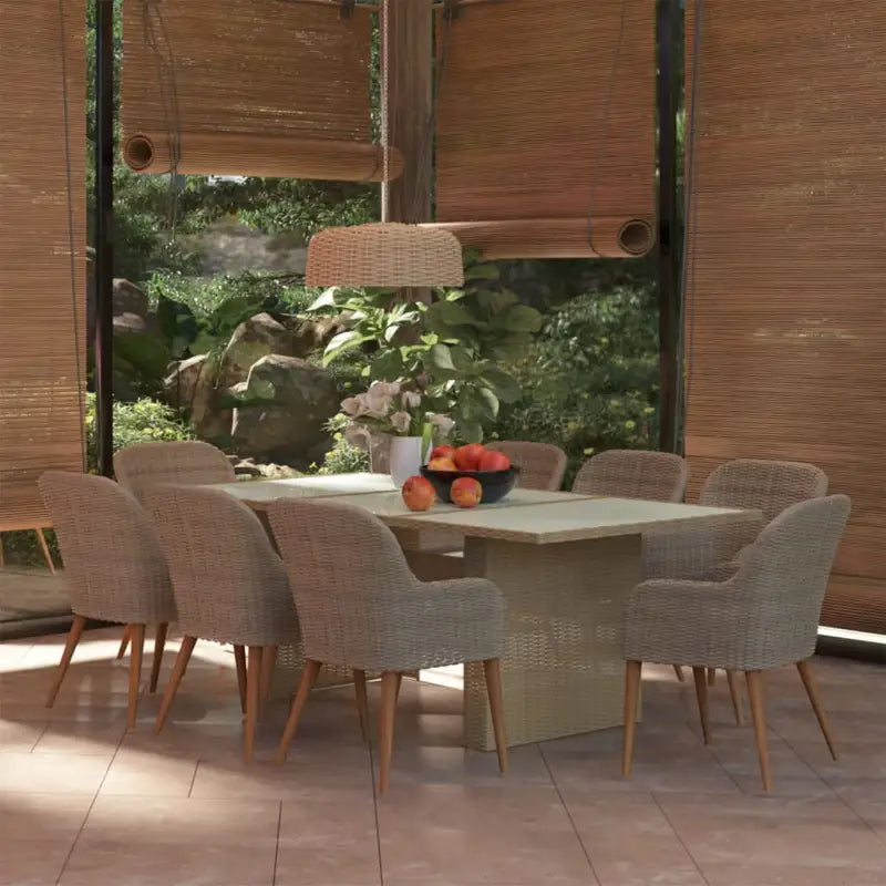 Tuinset met gepoedercoat staal voor elegant dineren en ontspannen - Bruin en wit - Tuinsets
