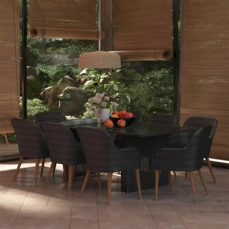 Tuinset met gepoedercoat staal voor elegant dineren en ontspannen - Zwart - Tuinsets