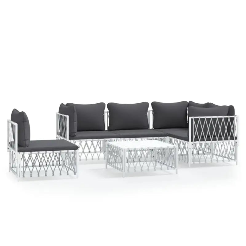 Tuinset met geweven stof en wit materiaal met gepoedercoat staal - Tuinsets