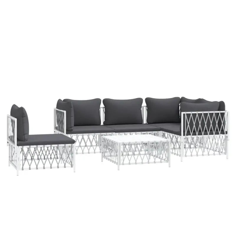 Tuinset met geweven stof en wit materiaal met gepoedercoat staal - Tuinsets