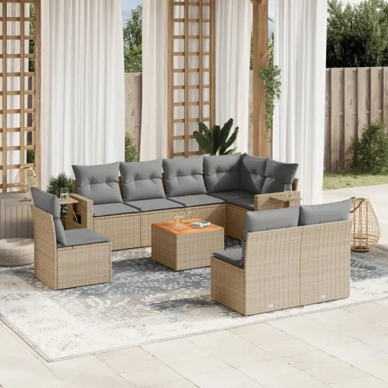 Tuinset met grijs materiaal en gepoedercoat staal afmetingen - Beige en grijs - Tuinsets