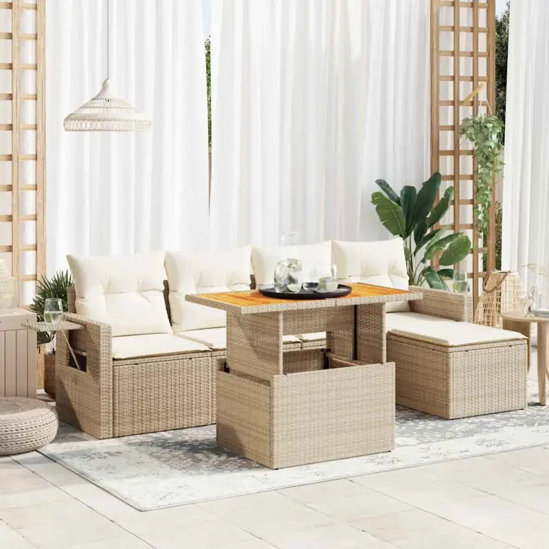 Tuinset met grijs materiaal en gepoedercoat staal afmetingen - beige en crèmekleurig / met opbergruimte - Tuinsets