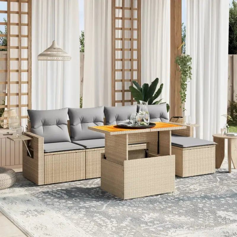 Tuinset met grijs materiaal en gepoedercoat staal afmetingen - Beige en grijs / zonder opbergruimte - Tuinsets