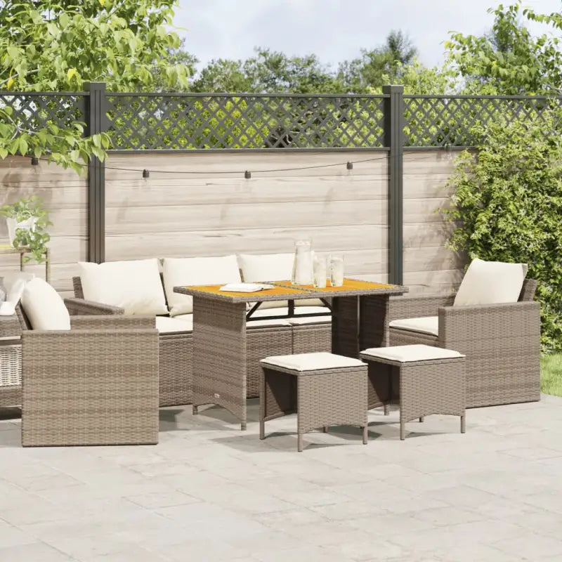 Tuinset met Grijs Materiaal en Gepoedercoat Staal Afmetingen - beige en crèmekleurig / Hout - Tuinsets