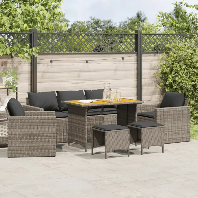 Tuinset met Grijs Materiaal en Gepoedercoat Staal Afmetingen - Grijs / Hout - Tuinsets