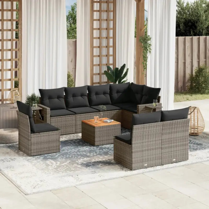 Tuinset met grijs materiaal en gepoedercoat staal afmetingen - Grijs - Tuinsets