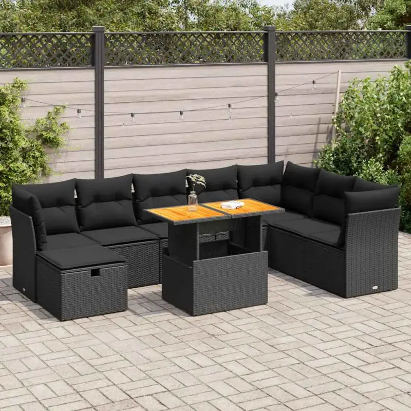 Tuinset met grijs materiaal en gepoedercoat staal Afmetingen - Zwart / met opbergruimte - Tuinsets