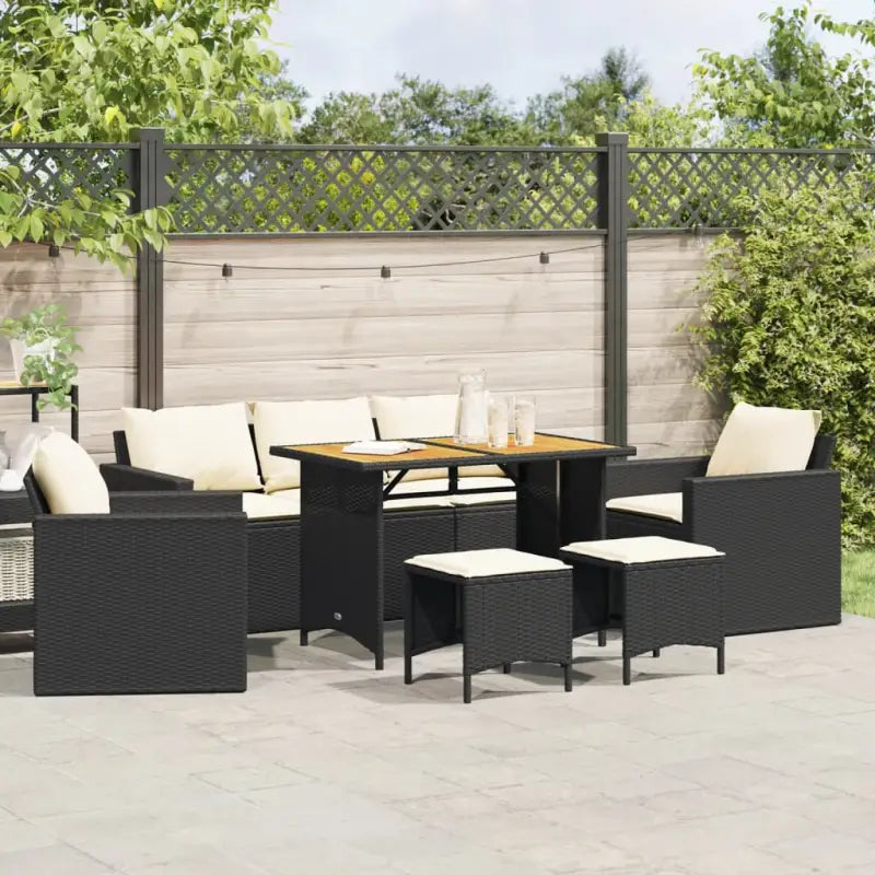 Tuinset met Grijs Materiaal en Gepoedercoat Staal Afmetingen - Zwart en crème / Hout - Tuinsets