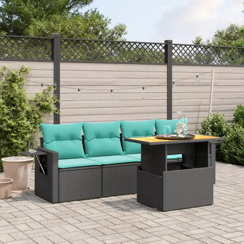 Tuinset met grijs materiaal en gepoedercoat staal voor buitengebruik - Zwart / zonder opbergruimte - Tuinsets
