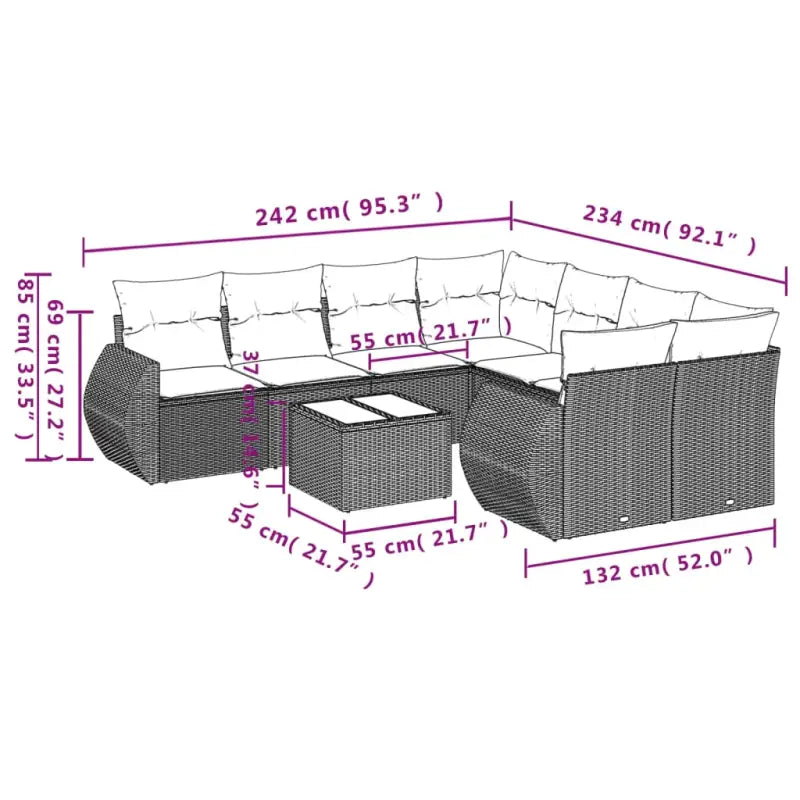 Tuinset met grijs materiaal en gepoedercoat staal voor buitengebruik - Tuinsets