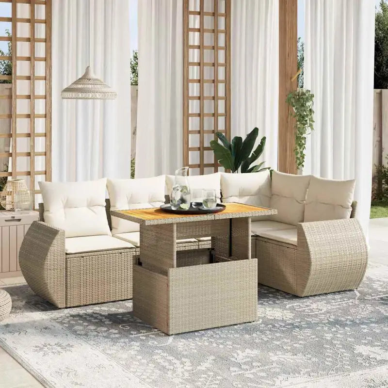 Tuinset met grijs materiaal en gepoedercoat staal voor buitengebruik - beige en crèmekleurig / 2x midden + 3x hoek
