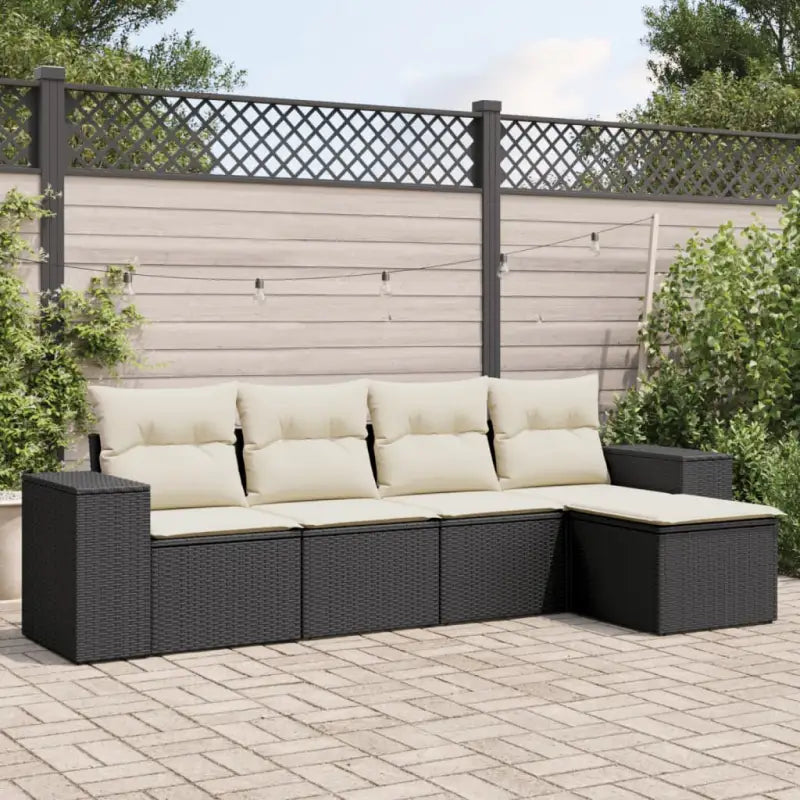 Tuinset met grijs materiaal en gepoedercoat staal voor buitengebruik - Zwart en crème / Zonder tafel - Tuinsets