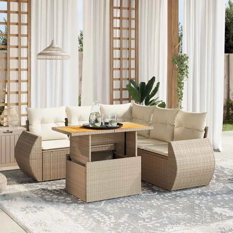 Tuinset met grijs materiaal en gepoedercoat staal voor buitengebruik - beige en crèmekleurig / 3x hoek + 2x midden
