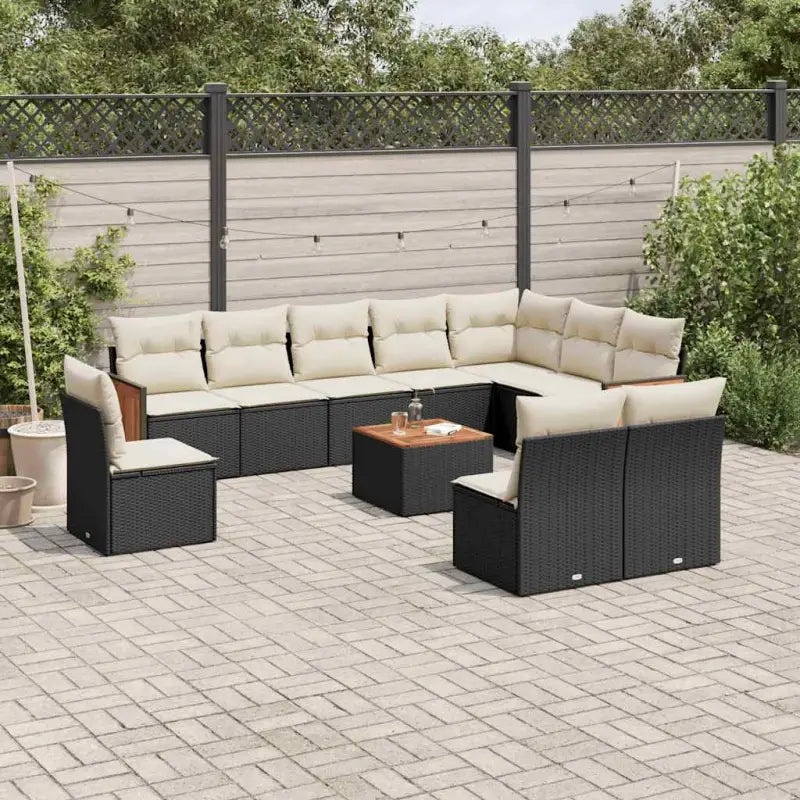 Tuinset met grijs materiaal en gepoedercoat staal voor buitengebruik - Zwart en crème / Met tafel - Tuinsets