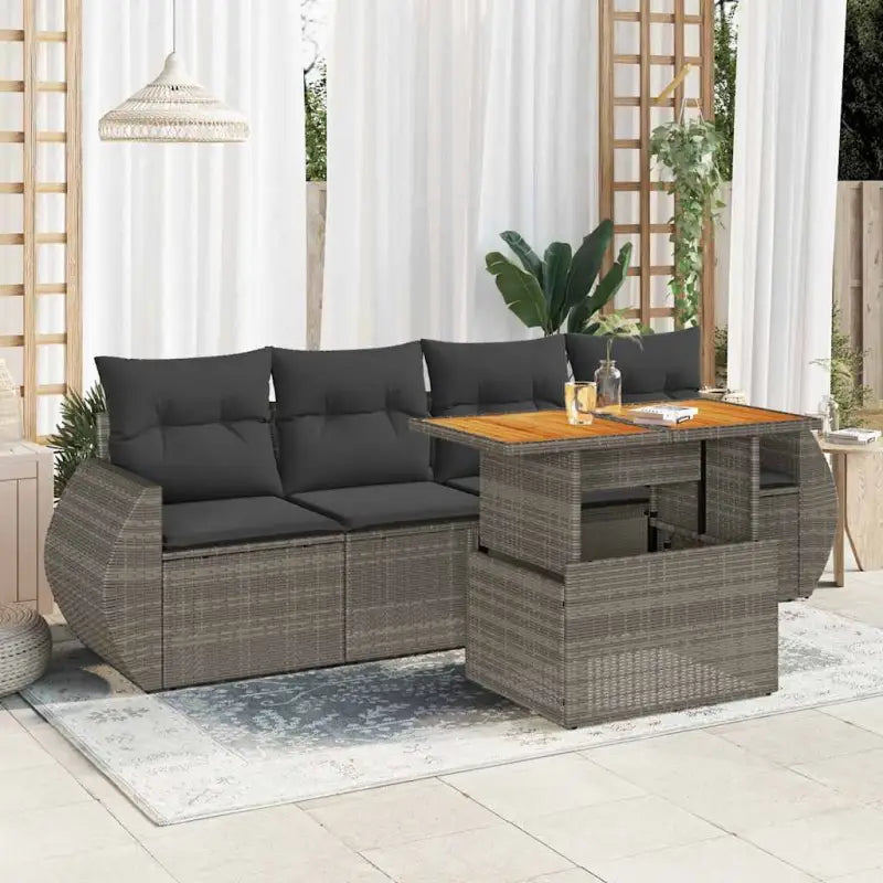 Tuinset met grijs materiaal en gepoedercoat staal voor buitenplezier - Grijs / met opbergruimte - Tuinsets