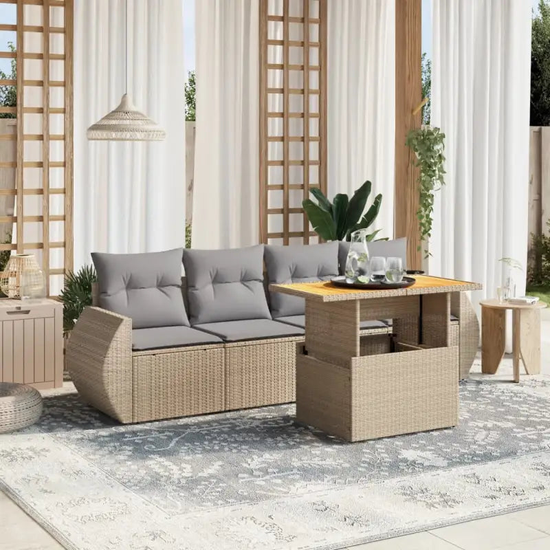 Tuinset met grijs materiaal en gepoedercoat staal voor buitenplezier - Beige en grijs / zonder opbergruimte - Tuinsets