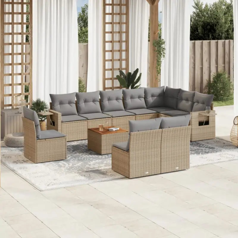 Tuinset met grijs materiaal en gepoedercoat staal voor buitenplezier - Gemengd beige - Tuinsets