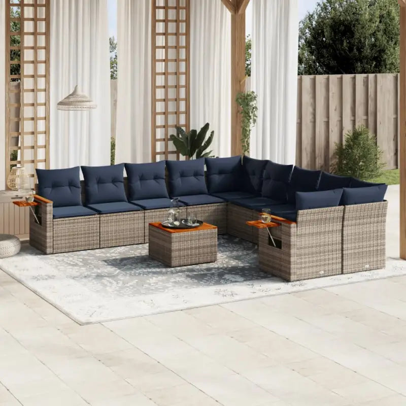 Tuinset met grijs materiaal en gepoedercoat staal voor comfortabele afmetingen zitting - Grijs / Met tafel - Tuinsets