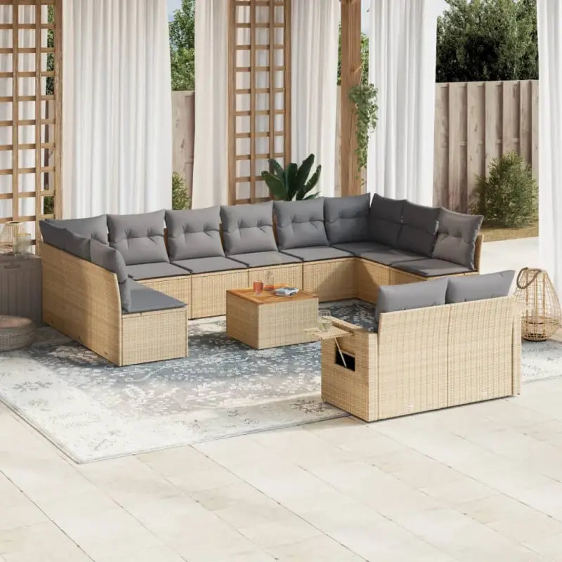 Tuinset met grijs materiaal en gepoedercoat staal voor ontspannen buiten genieten - Beige en grijs - Tuinsets