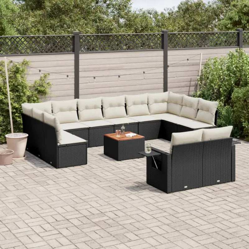 Tuinset met grijs materiaal en gepoedercoat staal voor ontspannen buiten genieten - Zwart en crème - Tuinsets