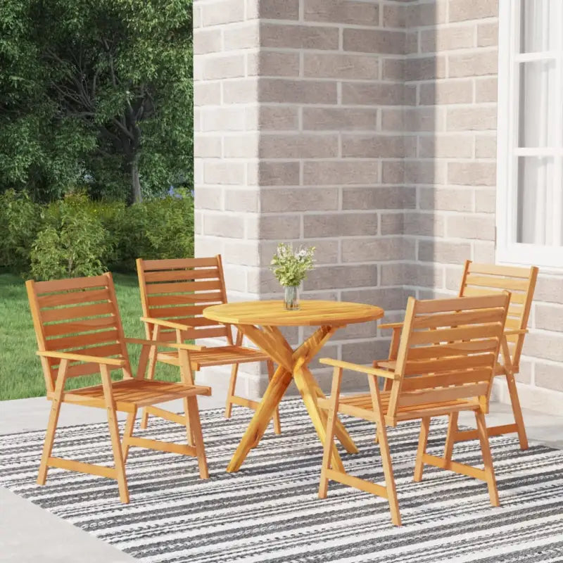 Tuinset met massief acaciahout en gelat ontwerp voor buitenplezier - Ø 85 cm Tafel - Tuinsets