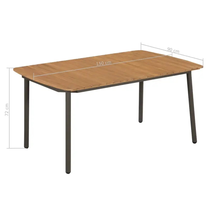 Tuinset met massief acaciahout en gepoedercoat staal afmetingen - Tuinsets