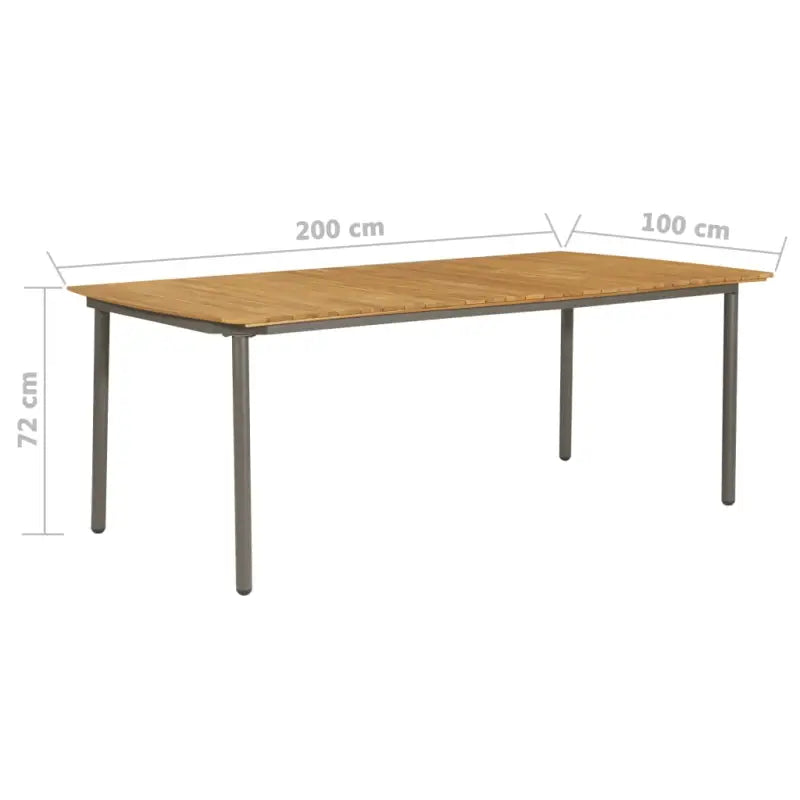 Tuinset met massief acaciahout en gepoedercoat staal afmetingen - Tuinsets