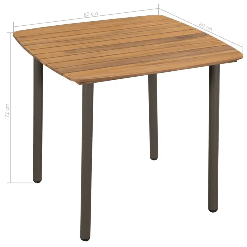 Tuinset met massief acaciahout en gepoedercoat staal afmetingen - Tuinsets