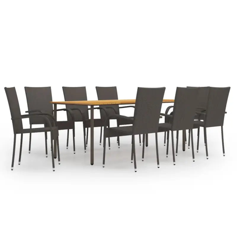 Tuinset met massief acaciahout en gepoedercoat staal afmetingen - Bruin - Tuinsets