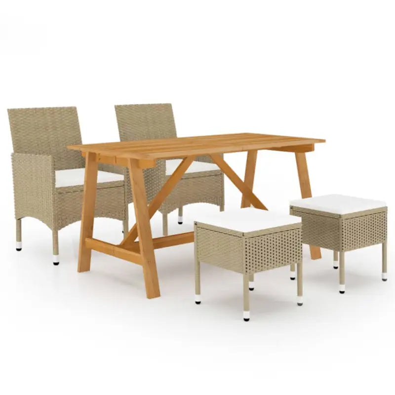 Tuinset met massief acaciahout en olieafwerking voor buitenruimte - Beige - Tuinsets
