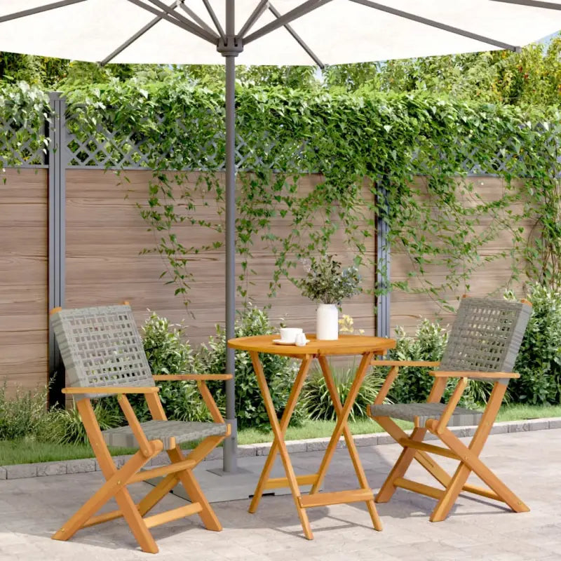 Tuinset met massief acaciahout en poly rattan voor gezellige buitenruimte - Tuinsets