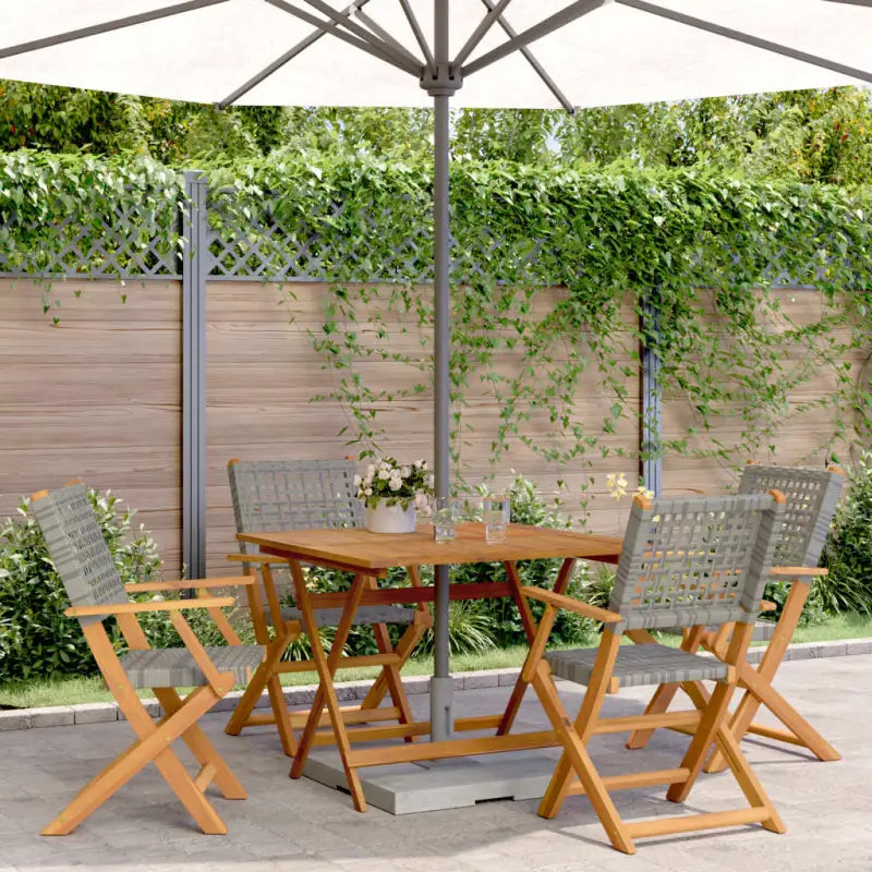 Tuinset met massief acaciahout en poly rattan voor gezellige buitenruimte - Grijs / 90 x 90 x 75 cm - Tuinsets