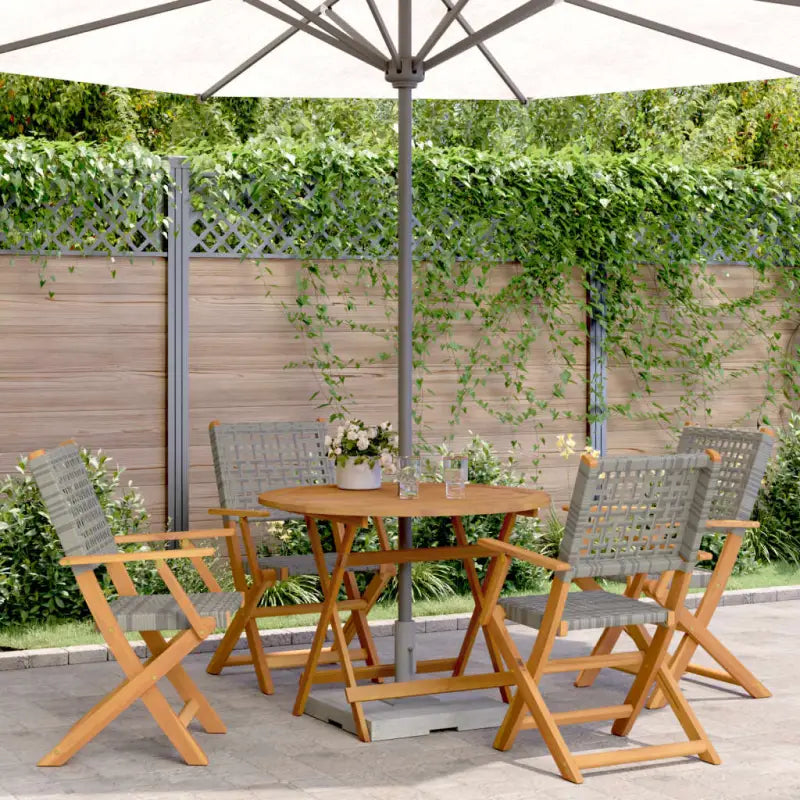 Tuinset met massief acaciahout en poly rattan voor gezellige buitenruimte - Grijs / 90 x 75 cm - Tuinsets