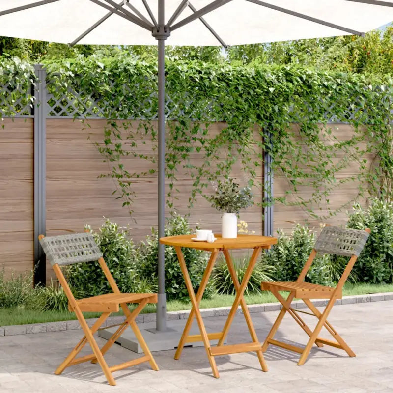 Tuinset met massief acaciahout en poly rattan voor in de tuin - Tuinsets