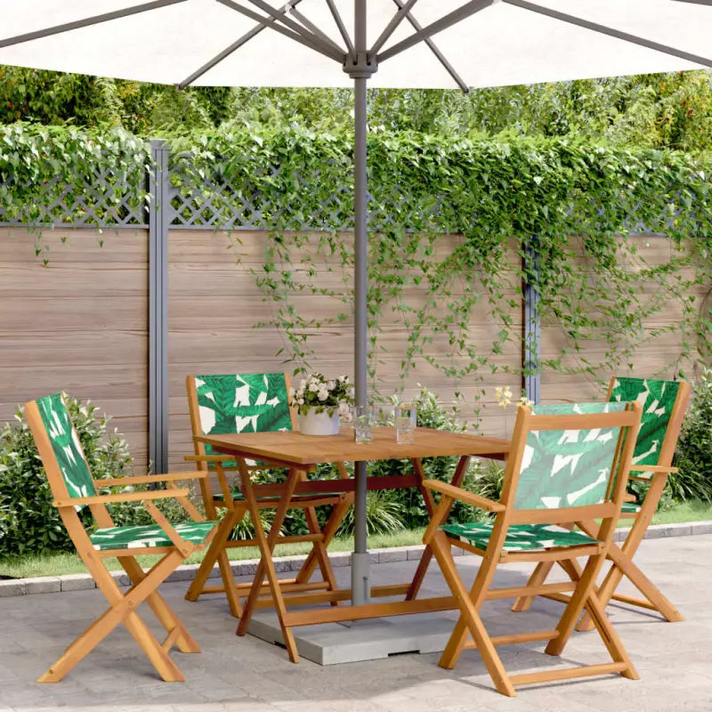 Tuinset met massief acaciahout voor gezellige buitenmomenten - Bladpatroon / 90 x 90 x 75 cm - Tuinsets