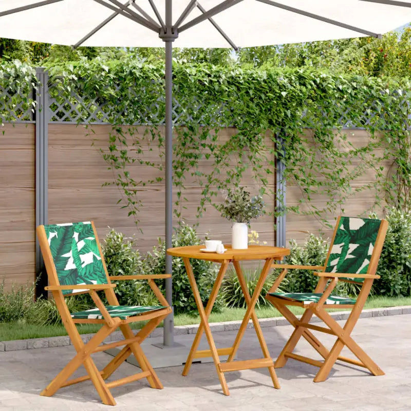 Tuinset met massief acaciahout voor gezellige buitenmomenten - Bladpatroon / 70 x 75 cm - Tuinsets