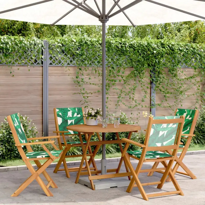 Tuinset met massief acaciahout voor gezellige buitenmomenten - Bladpatroon / 90 x 75 cm - Tuinsets